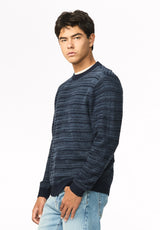Willis Men's Textured Stripe Crew Neck Sweater, Naval Academy - BM24982