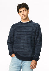 Willis Men's Textured Stripe Crew Neck Sweater, Naval Academy - BM24982