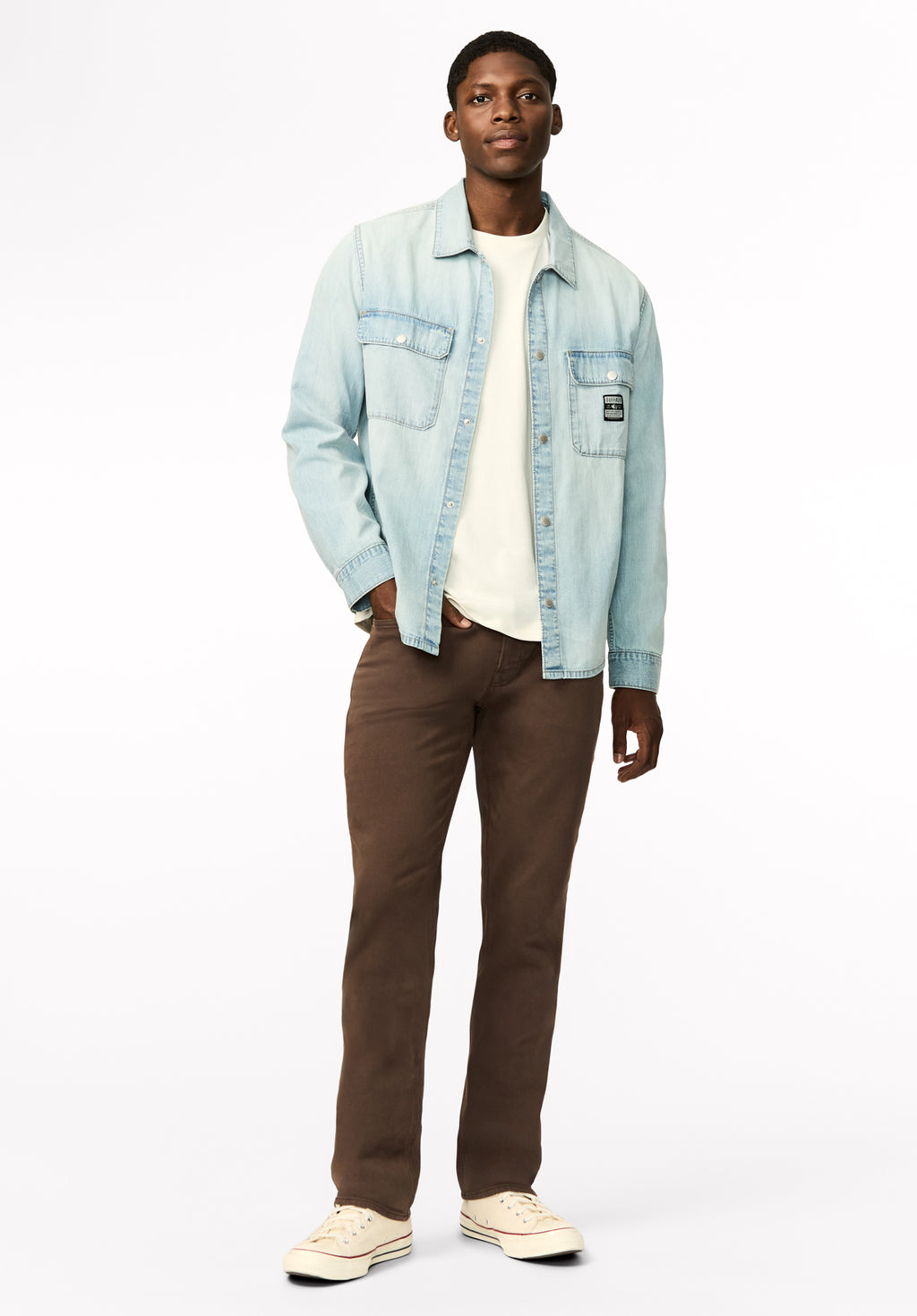 Buffalo Jeans Men's Simon Oversized Denim Work Shirt, Light Blue Wash