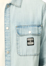 Simon Men's Oversized Denim Work Shirt, Light Blue Wash - BM26290