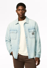 Simon Men's Oversized Denim Work Shirt, Light Blue Wash - BM26290