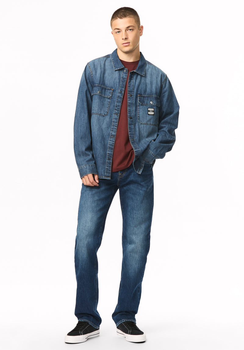 Simon Men's Oversized Denim Work Shirt, Blue Denim