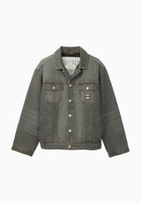 Joe Men's Oversized Stretch Denim Trucker Jacket, Black Worn - BM26304