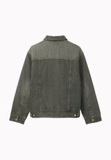 Joe Men's Oversized Stretch Denim Trucker Jacket, Black Worn - BM26304