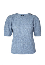 Buffalo David Bitton Agata Blue Heather Women's Short Sleeve Sweater - SW0039F  