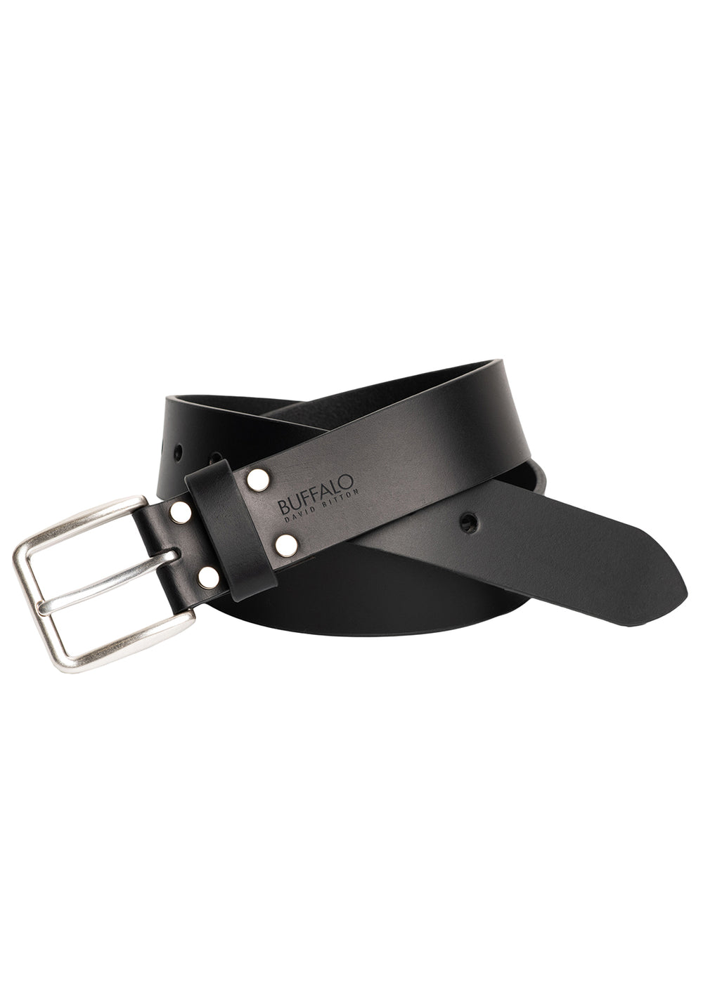 Smooth Full Grain Black Buffalo Leather Belt – Buffalo Jeans Black leather belt With Nickel Buckle Made In Canada Size 38 New! main image 0