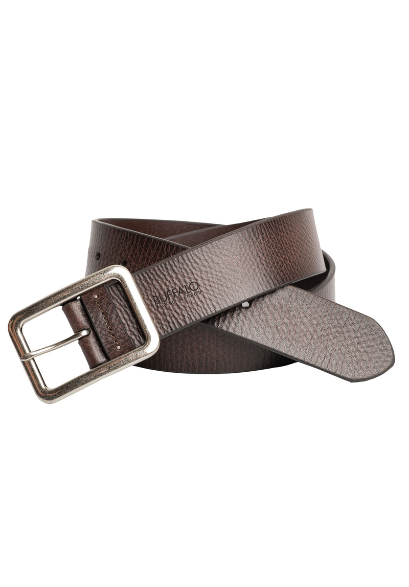 Men's Genuine Buffalo Leather Jean Belt – Casual & Durable, Brass Buckle, Sizes 32" To 46"
