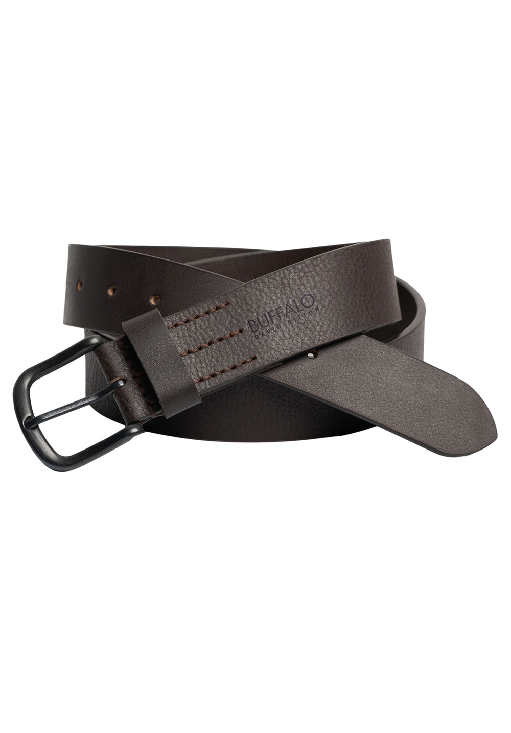 Buffalo David Bitton Black Belt with antique raised pyramid Silver cross Buckle. Buffalo David Bitton Black Belt with antique raised pyramid  main image 3