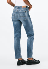 High Rise Straight Jayden Women's Jeans, Stonewashed Indigo - BL15836