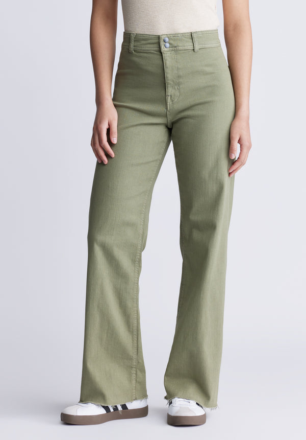 High Rise Wide Leg Adele Women's pants in Olive - BL15883