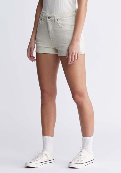 Buffalo David Bitton Goldie Women's High Rise Shorts in Beige Distressed Wash - BL15964 Color SANDSHELL