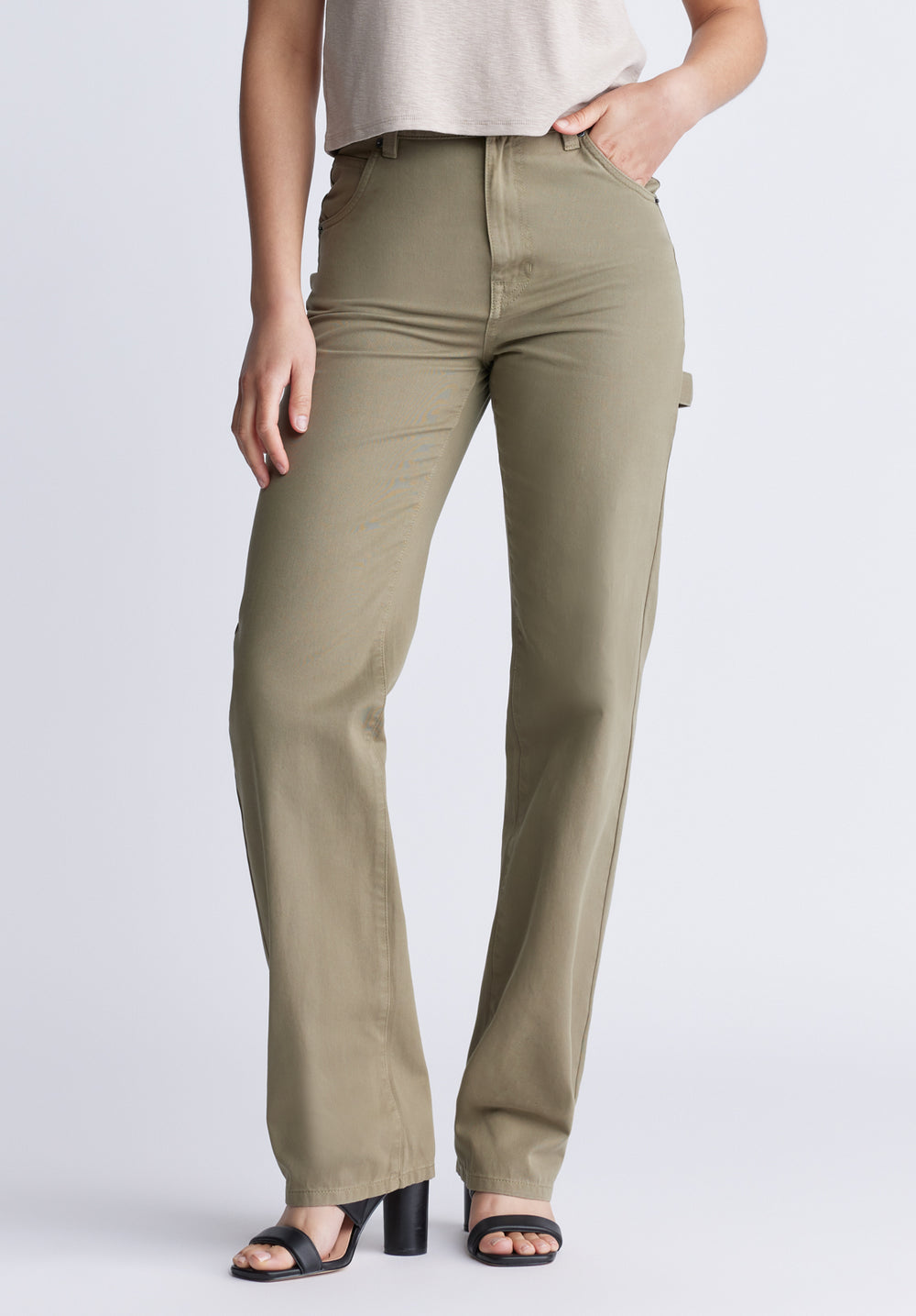 Super High-Rise Loose Straight Jane Women's Pants, Olive Green