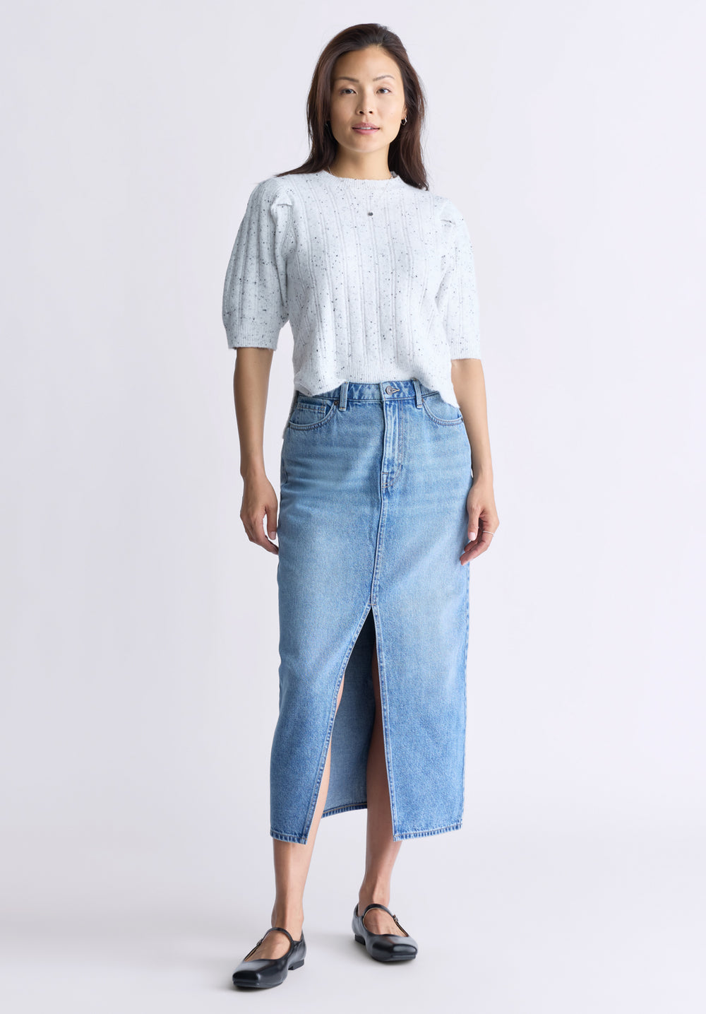 High Rise Samantha Women's Denim Skirt, Mid Blue Sanded – Buffalo