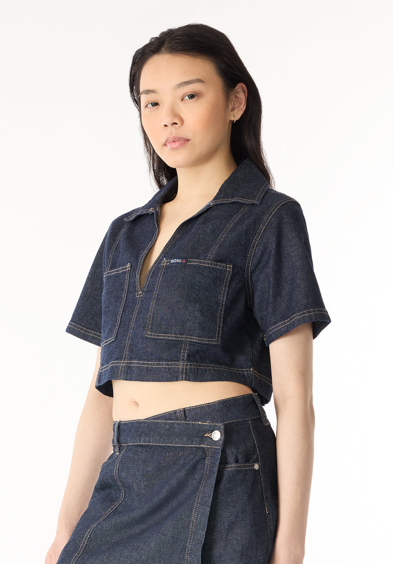 Selena Women's Denim Cropped Top, Rinse Wash – Buffalo Jeans