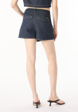 Olivia Women's Denim Skort with Overlap Detail, Indigo - BL16017