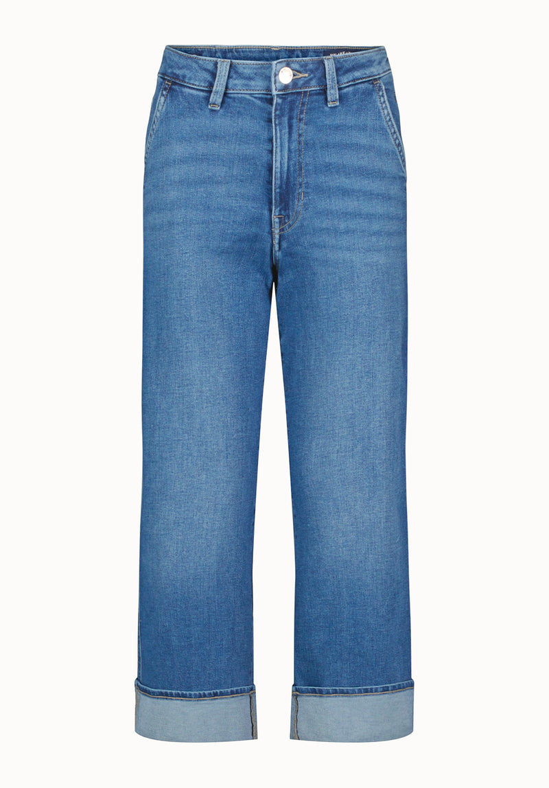 Addisson Women's High Rise Wide Leg Cropped Jeans, Indigo Worn