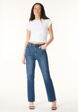 High Rise Straight Jayden Women's Jeans, Indigo Contrast - BL16062