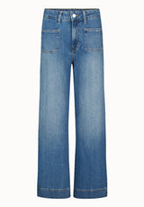 High Rise Wide Leg Addie Women's Jeans, Authentic Worn Indigo - BL16064