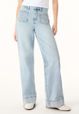 High Rise Wide Leg Addie Women's Jeans, Bleached Blue - BL16065
