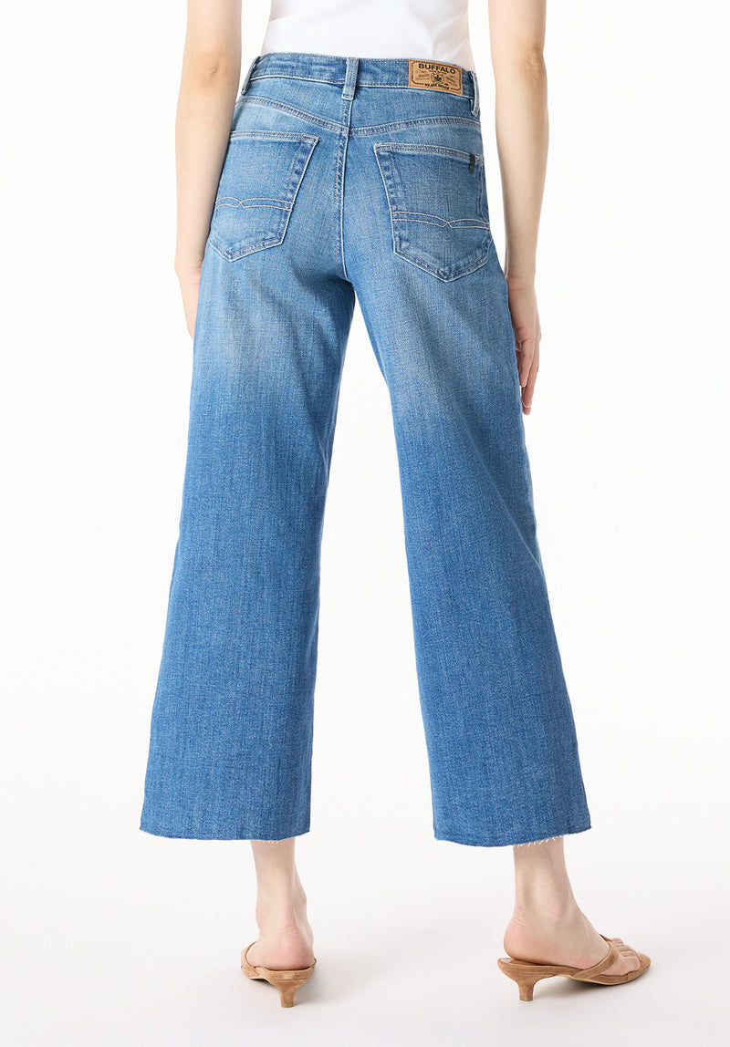 Addisson Women's High Rise Wide Leg Cropped Jeans, Indigo Sanded ...