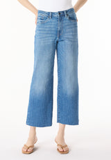 High Rise Wide Leg Cropped Addisson Women's Jeans, Indigo Sanded - BL16069