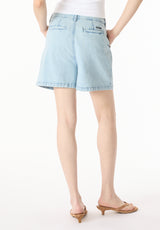 Gaga Women's Casual Denim Shorts, Bleached Blue - BL16073