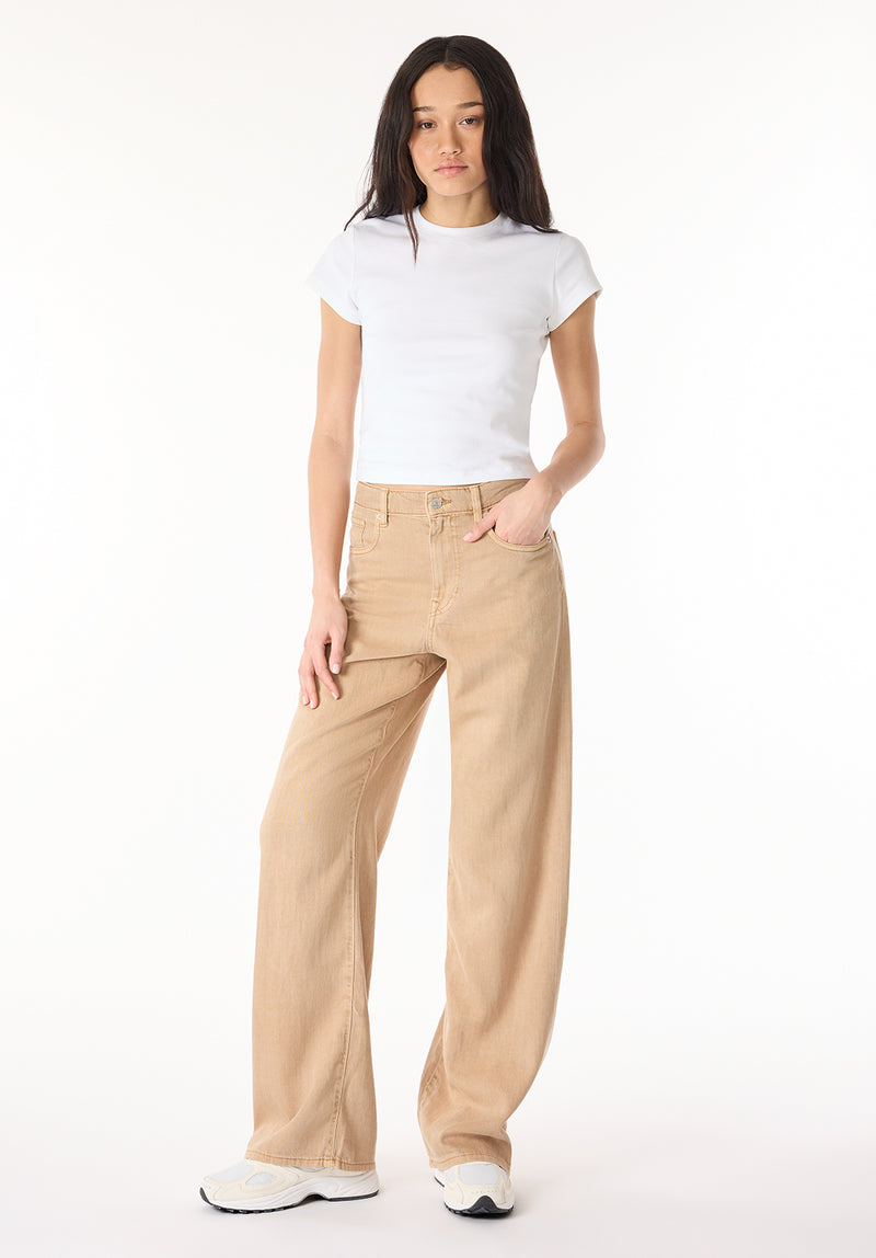 Addie Women's High Rise Wide Leg Pants, Almond Beige – Buffalo Jeans