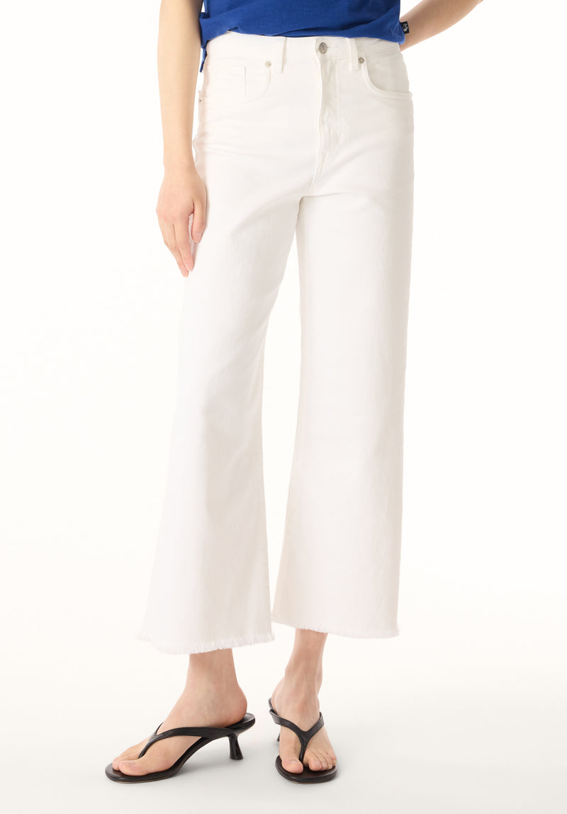 Addisson Women's High Rise Wide Leg Cropped Jeans, White – Buffalo