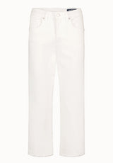 High Rise Wide Leg Cropped Addisson Women's Pants, White - BL16087