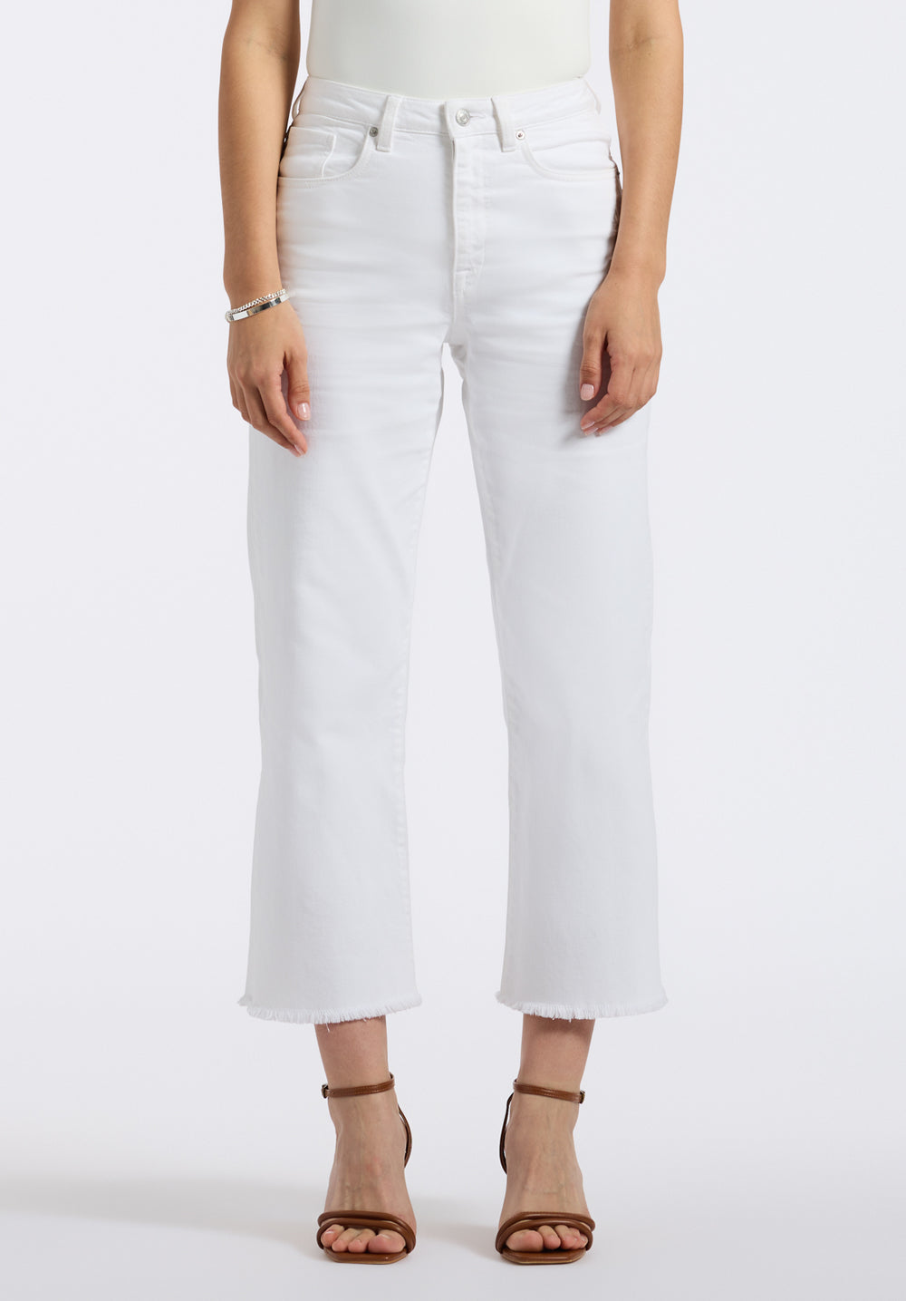High Rise Wide Leg Cropped Addisson Women's Pants, White – Buffalo
