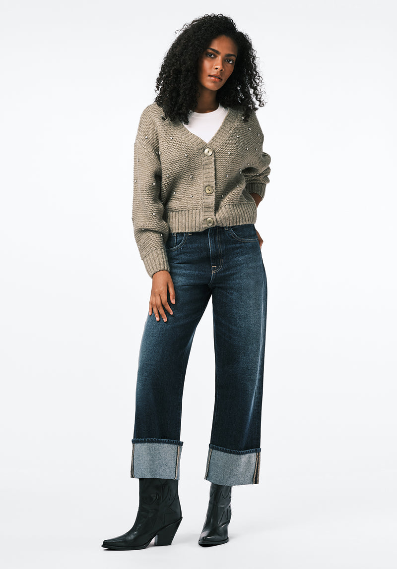 High Rise Wide Leg Cropped Addisson Women's Jeans color INDIGO