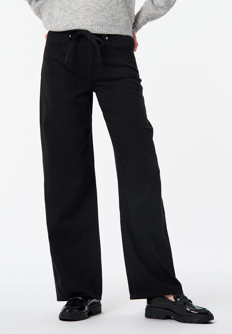 High Rise Wide Leg Alecia Women's Pants color BLACK