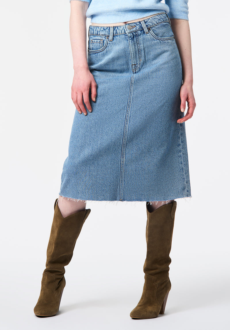 Mid Length Skirt Sally color INDIGO