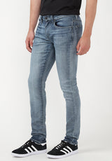 Skinny Max Men's Jeans in Whiskered and Contrasted Light Blue - BM22590