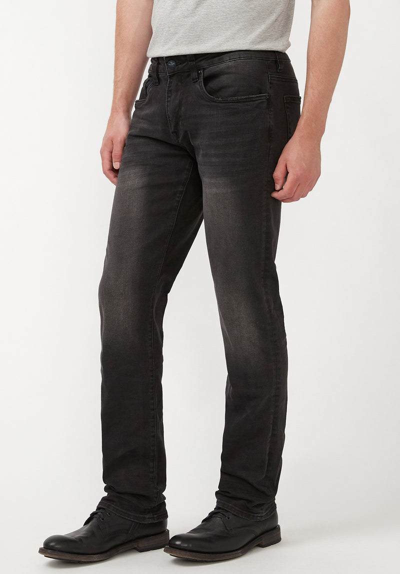 Straight Six Men's Jeans in Crinkled and Sanded Black - BM22614