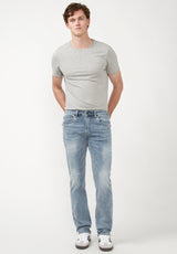 Straight Six Men's Jeans in Whiskered and Contrasted Blue - BM22634
