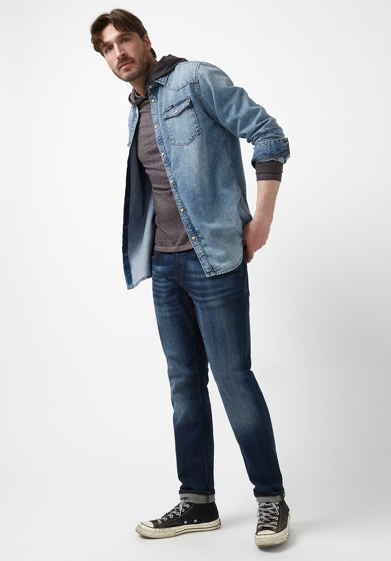 Sheldon Men's Long-Sleeve Shirt in Light Denim Blue Buffalo Jeans Sheldon Men's Long-Sleeve Shirt in Light Denim Blue Buffalo Jeans