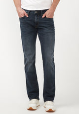 Slim Bootcut King Men's Jeans in Crinkled and Sanded Dark Blue - BM22720 