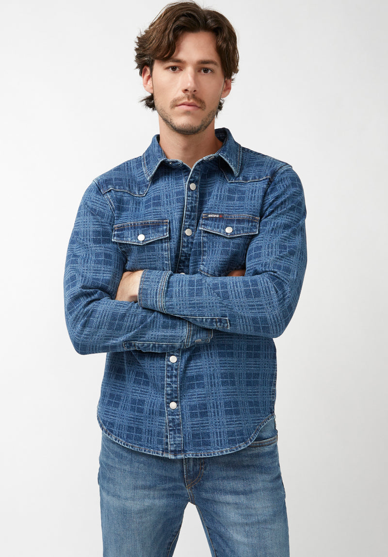 Shane Men's Long-Sleeve Denim Shirt in Indigo Plaid – Buffalo Jeans - US