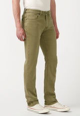 Straight Six Olive Green Men's Fleece Canvas Pants  - BM22939