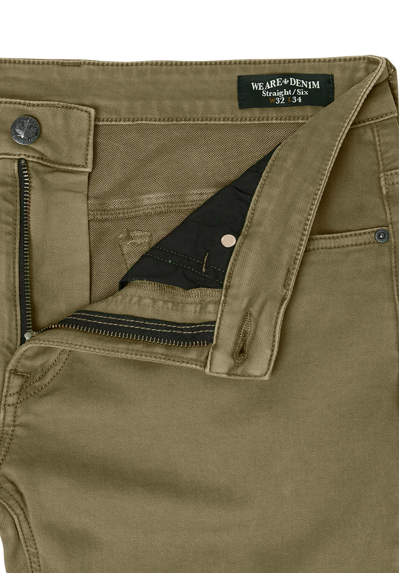 Buffalo David Bitton Straight Six Olive Green Men's Fleece Canvas Pants - BM22939 Color OLIVE