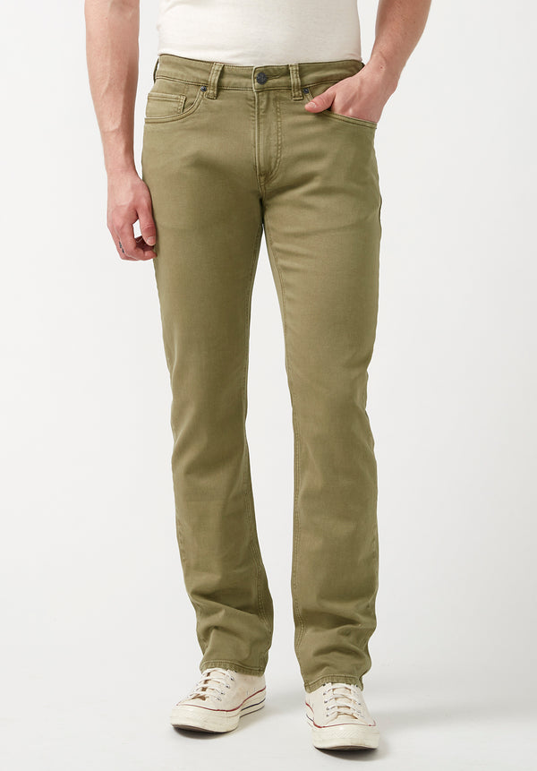 Straight Six Olive Green Men's Fleece Canvas Pants - BM22939
