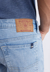 Buffalo David Bitton Relaxed Straight Dean Men's Denim Shorts in Authentic Worn Wash - BM22952 Color INDIGO