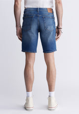 Relaxed Straight Dean Men's Denim Shorts, Contrast Whiskered - BM22953
