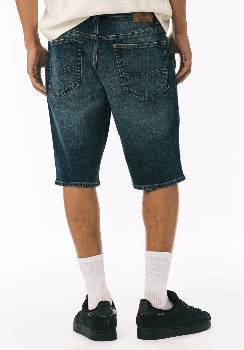 Relaxed Straight Dean Men's Denim Shorts, Indigo Contrasted