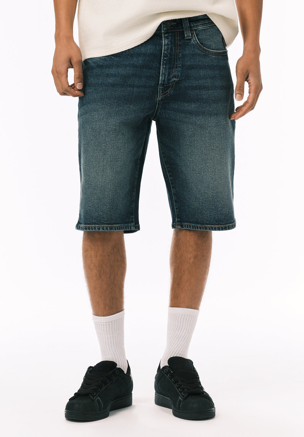 Relaxed Straight Dean Men's Denim Shorts, Indigo Contrasted