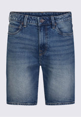 Buffalo David Bitton Relaxed Straight Dean Men's Denim Shorts in Vintage and Contrasted Blue - BM22968 Color INDIGO