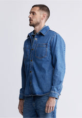 Buffalo David Bitton Sloan Men’s Long-Sleeve Denim Shirt in Authentic Blue - BM22976 Color INDIGO