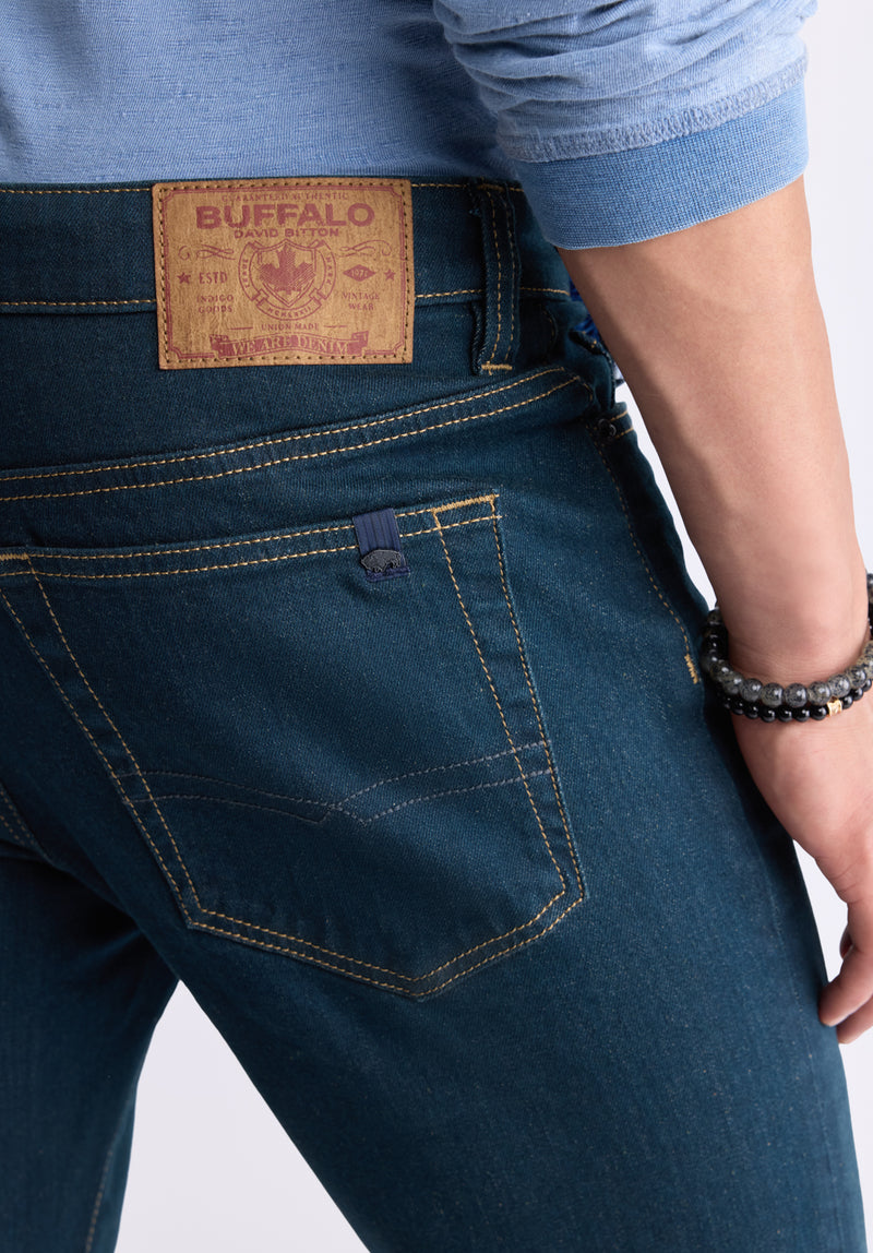 Buffalo David Bitton Jeans Straight Six Uomo - Blu Indigo/Mandala Sogno, Taglio Dritto, Vestibilità Comoda (31W X 30L)