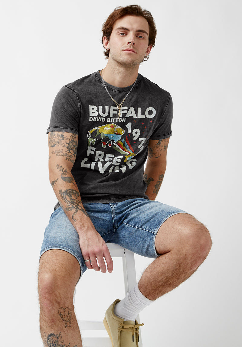 Buffalo David Bitton Tatew Black Short-Sleeve Men’s T-Shirt - BM23974  